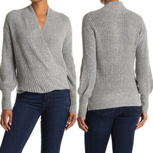 NEW Max Studio Cozy Ribbed Wrap Sweater Grey Knit Size Small‎ Nordstrom Pullover